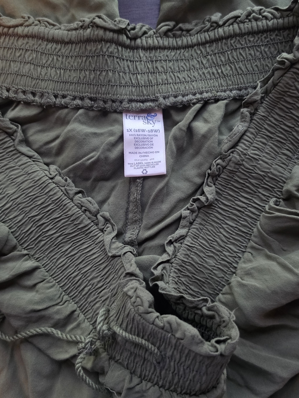 Terra & Sky Olive Green Drawstring Waist Pants - Picture 2 of 3